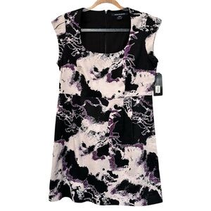 French Connection NWT Black and Purple Sheath Mini Dress SZ 12